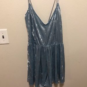 Blue velvet romper